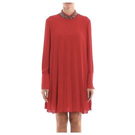 Dondup Robe plissée rouge bordée de cristaux Rouge