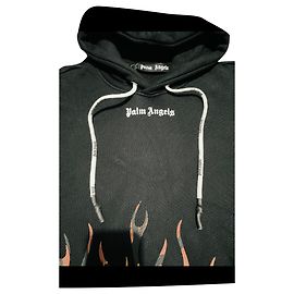 Sudadera con capucha Palm Angels Upperr Flames Negro Naranja Negro
