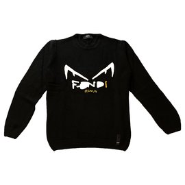 Fendi Diabolic Knit Wollpullover Schwarz Schwarz