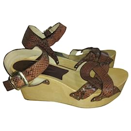 Twin Set Leather Wedges Brown