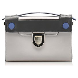 Dior-Dior Gray Diorever Squad Leather Satchel-Black,Grey