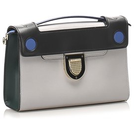 Dior-Dior Gray Diorever Squad Leather Satchel-Black,Grey