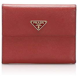 Prada-Prada Black Saffiano Tri-fold Small Wallet-Black