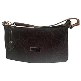 Sac à main Longchamp en daim noir surpiqûres roses Noir