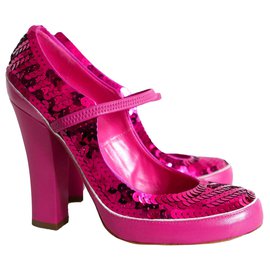 Marc Jacobs-SS05 Zapatos de tacón de lentejuelas rosas-Rosa