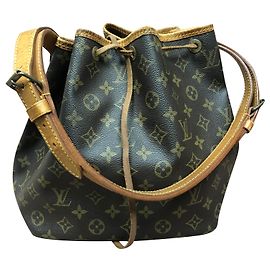 Louis Vuitton Noe PM Bolsa de mão marrom de couro e tecido Marrom Outro