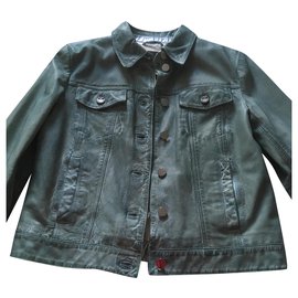 Pinko Leather Jacket Light Blue and Silver Light blue