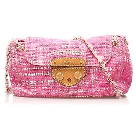 Bolsa de ombro Prada Pink Sound Lock Tweed Rosa