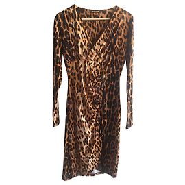 Robe Roberto Cavalli à imprimé léopard col V en viscose Imprimé léopard