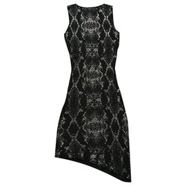 Zadig & Voltaire Cashmere Kleid Schwarz Silbernes Python Muster Schwarz Silber