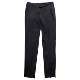 Emporio Armani-Blu poly stretch pants-Dark blue