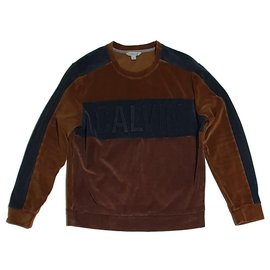 Calvin Klein Samt Sweatshirt Braun Grau Braun Mehrfarben Grau