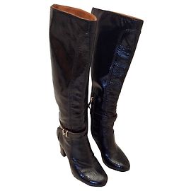 Bottines Lanvin en cuir verni noir Noir