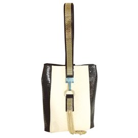 Sac à main Lanvin en python couleur eggshell Blanc cassé