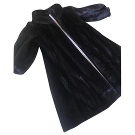 Autre Marque-Cappotto di visone-Nero,Marrone scuro