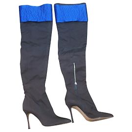 Gianni Versace vintage high boots Brown Blue