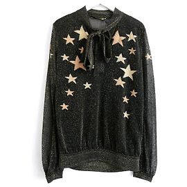 Roberto Cavalli Star Knit Scarf Neck Sweater Schwarz