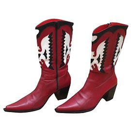Luciano Padovan Red Texan riding boots White Red