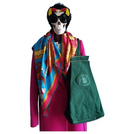 Mochila Hermès verde de algodón Verde