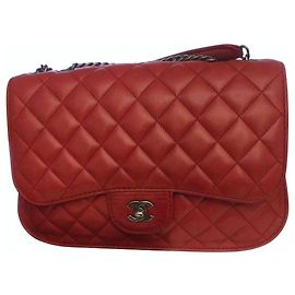 Chanel Timeless Wallet Red Lambskin Silver Hardware Red