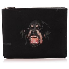Givenchy Black Antigona Rottweiler Leather Clutch Bag Black
