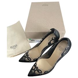 Francesco Russo Piping Pumps Black Leather Black
