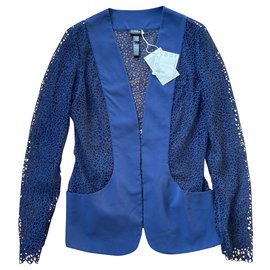Blazer La Perla in seta e pizzo blu Blu