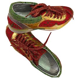 Sneakers Chanel in tweed cinese rosso e verde Altro