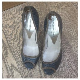 Emporio Armani-Sapatos de corte para répteis Armani-Marrom,Castanho claro