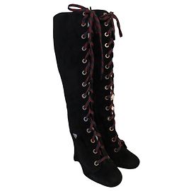 Stivaletti Prada in camoscio nero Nero