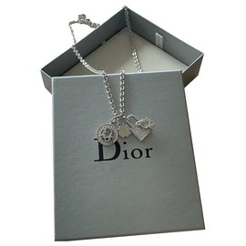 Christian Dior-Dior Necklace with 3 Pendants-Silver hardware