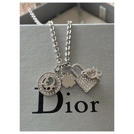Christian Dior-Collana Dior con 3 Pendenti-Silver hardware
