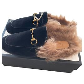 Gucci Princetown Samt schwarz Schwarz