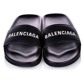 Balenciaga Black Piscine Flache Sandale Schwarz