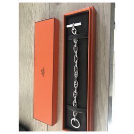 Hermès-Hermès chain anchor bracelet in sterling silver-Silvery