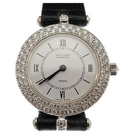 VAN CLEEF & ARPELS Classique 18k Weißgold-Diamantuhr Silber Gold hardware