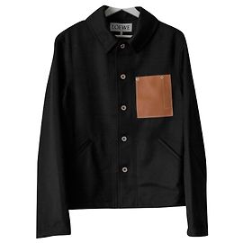 Loewe schwarze Wolljacke mit Ledertasche Schwarz