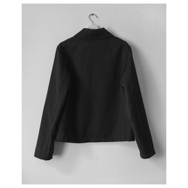 Loewe-Loewe black wool jacket with leather pocket-Black