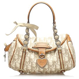 Dior-Dior Brown Trotter Romantique Coated Canvas Handbag-Brown,Beige