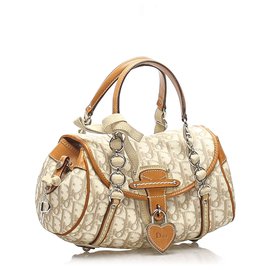 Dior-Dior Brown Trotter Romantique Coated Canvas Handbag-Brown,Beige