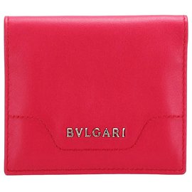 Autre Marque-Bvlgari Red Leather Card Case-Red