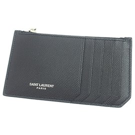 Autre Marque-YSL Black Leather Card Holder-Black