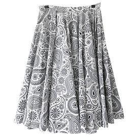 Jil Sander SS12 Falda de círculo completo de Paisley Blanco