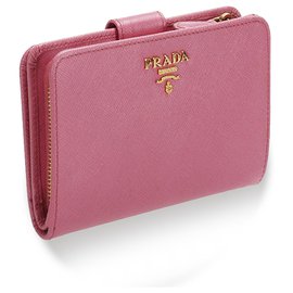 Prada-Prada Pink Saffiano Leather Bi-fold Small Wallet-Pink