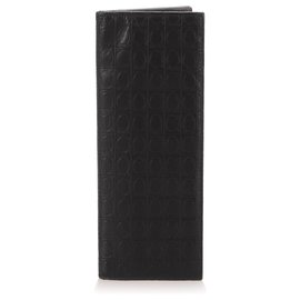 Autre Marque-Ferragamo Black Gancini Leather Long Wallet-Black