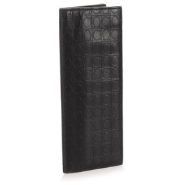 Autre Marque-Ferragamo Black Gancini Leather Long Wallet-Black