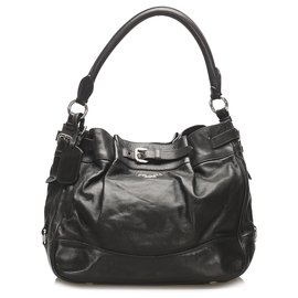 Prada-Prada Black Leather Tote Bag-Black