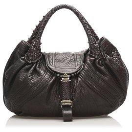 Fendi-Fendi Brown Spy Leather Shoulder Bag-Brown,Dark brown