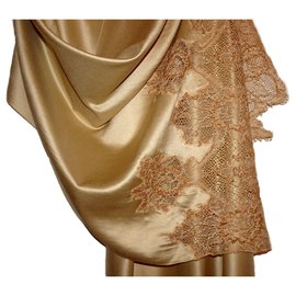Valentino-Valentino silk lace long shawl-Beige