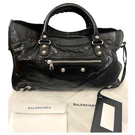 Balenciaga Giante City 12 Black Lambskin Handbag Black